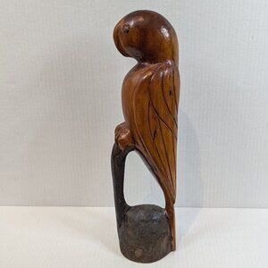 Handcrafted Wooden Parrot Sculpture